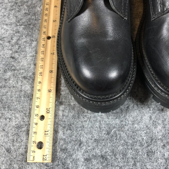 Steve Madden Womens Black Leather Combat Boots Rhinestone Harness Lug Sole Zip - Picture 15 of 16